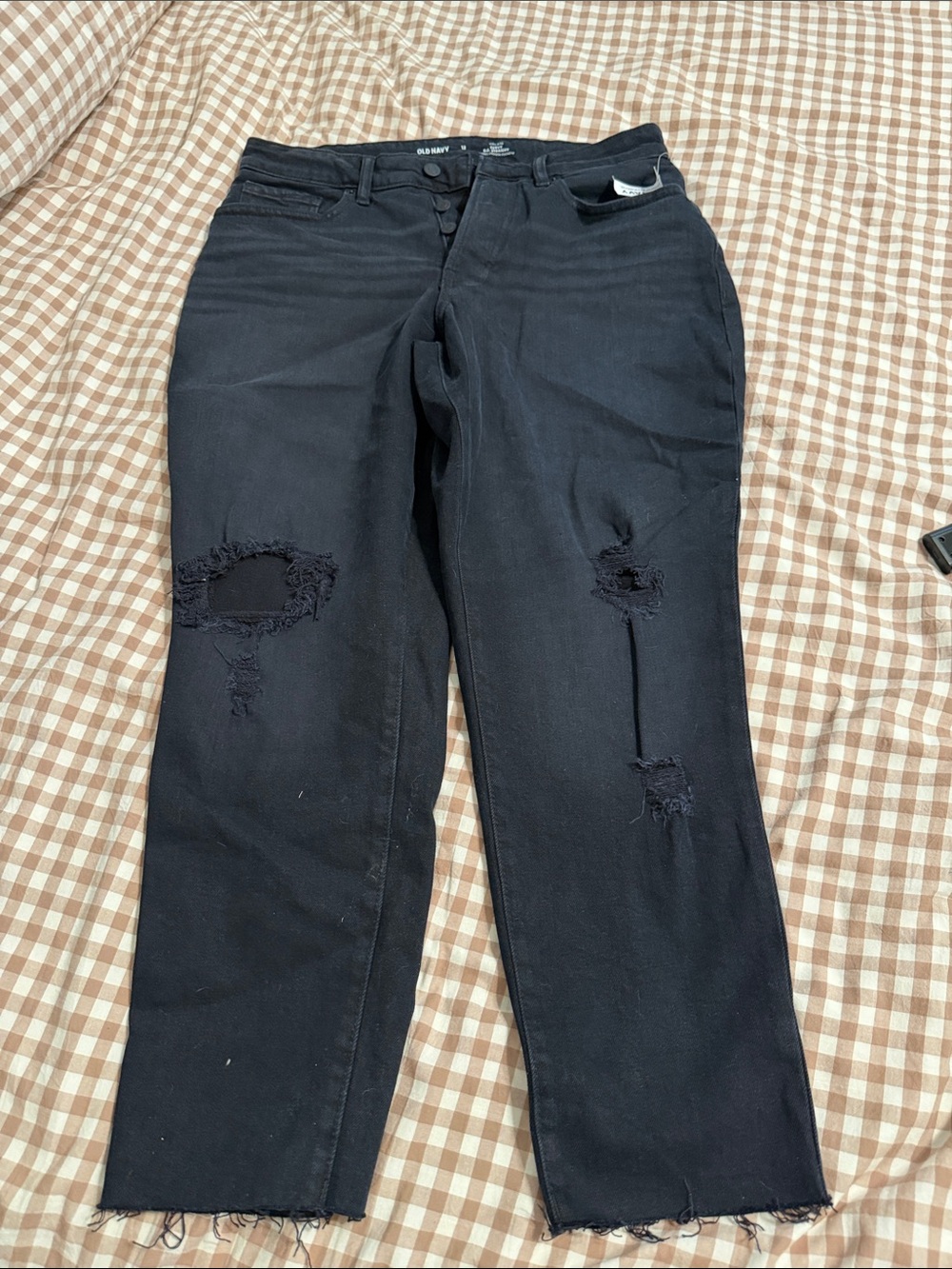 Old Navy Black Distressed Boyfriend Jeans